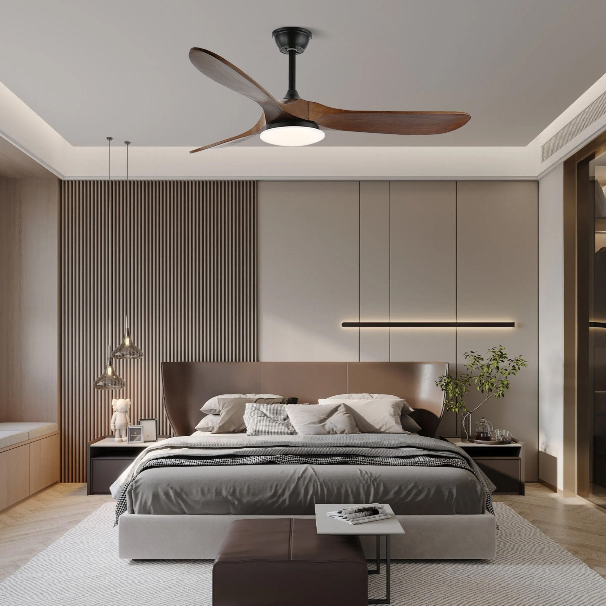 Wooden Ceiling Fan Light 42 in 52 in Adjustable Indoor AC 110–120V Modern Living Room Bedroom | Thomler