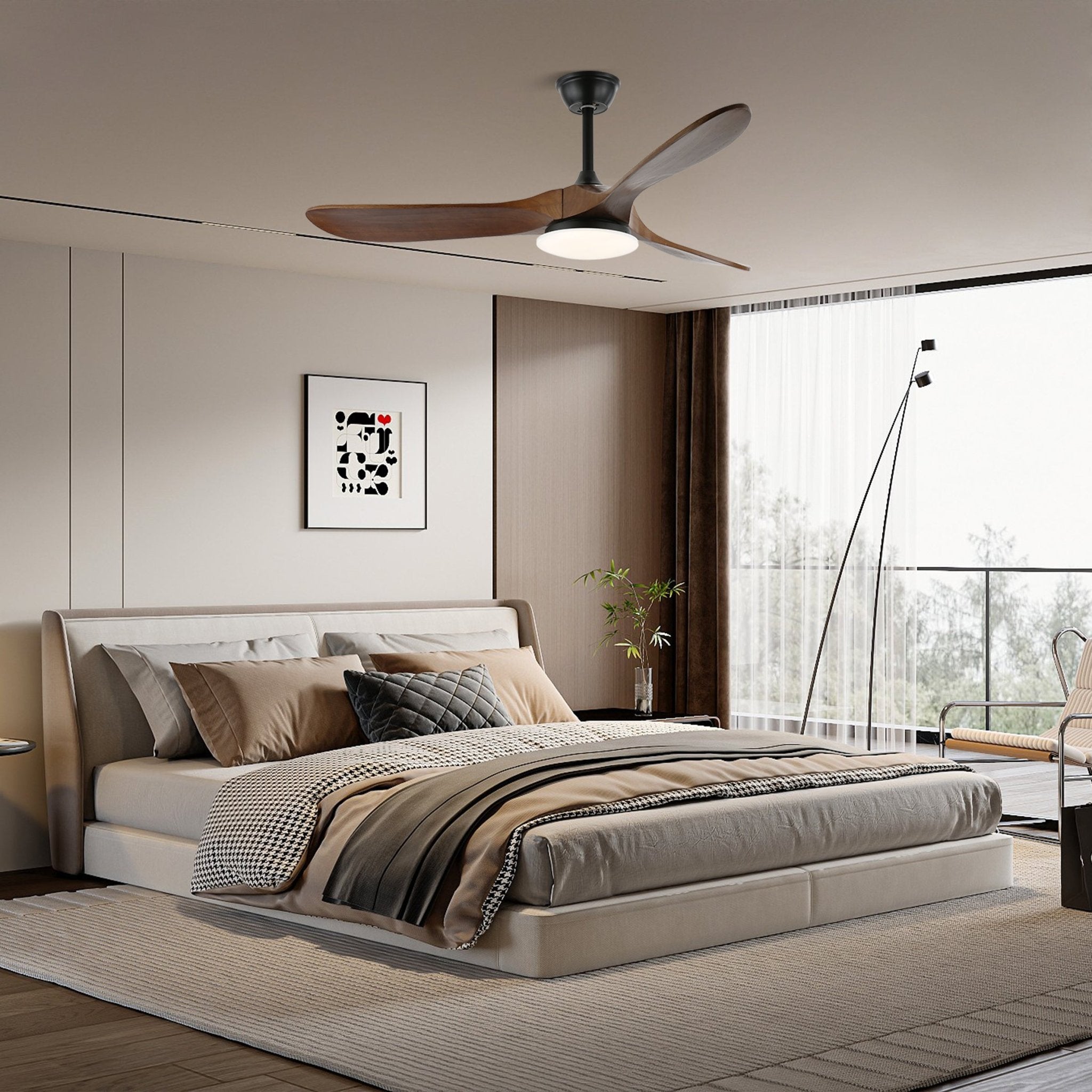 Wooden Ceiling Fan Light 42 in 52 in Adjustable Indoor AC 110–120V Modern Living Room Bedroom | Thomler