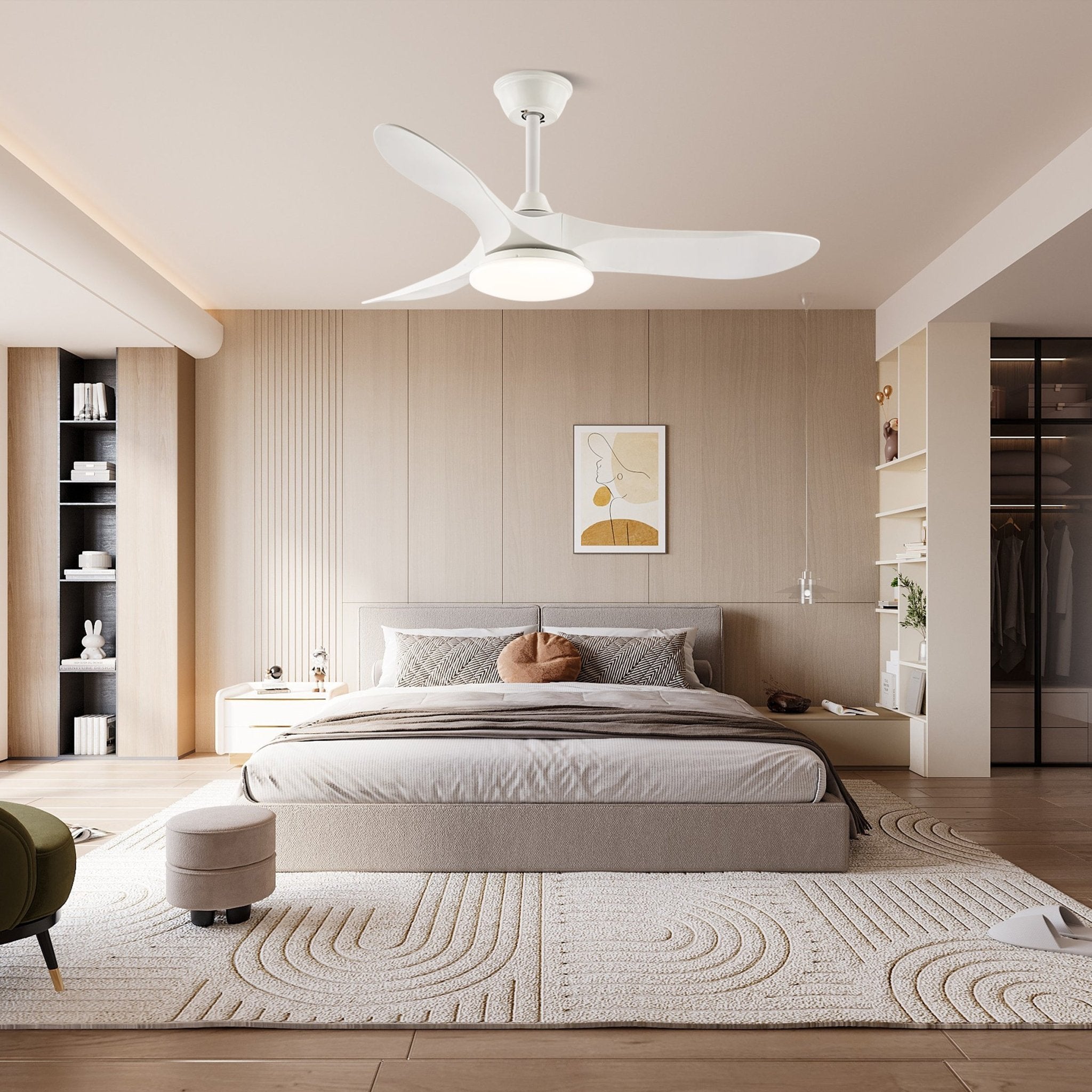 Wooden Ceiling Fan Light 42 in 52 in Adjustable Indoor AC 110–120V Modern Living Room Bedroom | Thomler