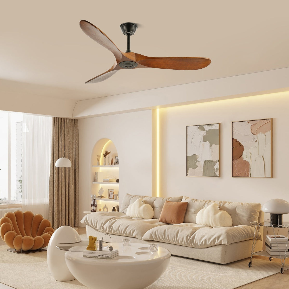 Wooden Blade Ceiling Fan with Remote 42-52 Inch 6-Speed Reversible Indoor Cooling Fan Vintage Farmhouse Style for Bedroom Living Room | Thomler