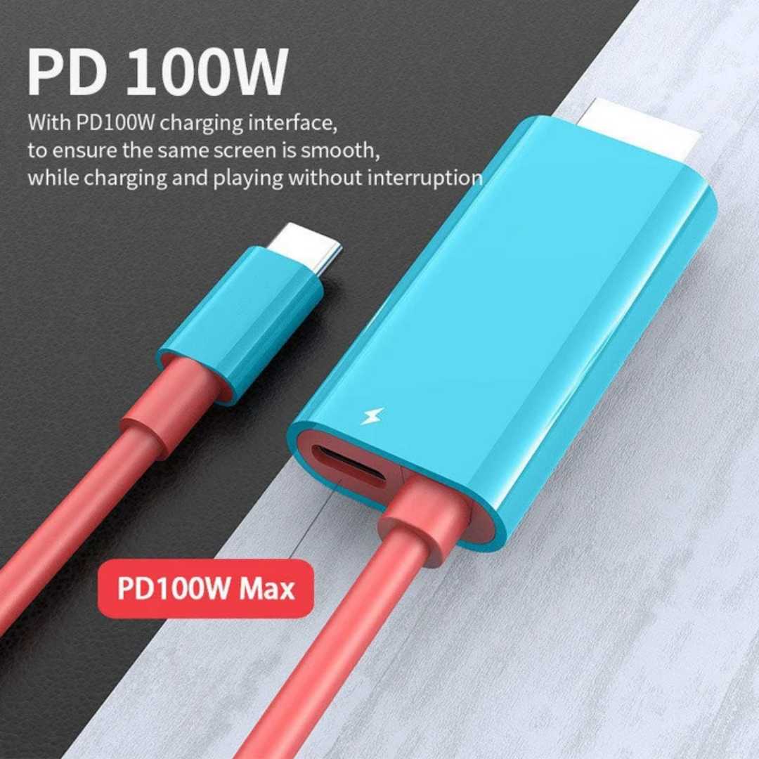 USB-C to HDMI Cable with Power Delivery Fast Charging – 6.6 ft Adapter Cord for Gaming Console, Phone, Tablet & Laptop Display Output | Thomler