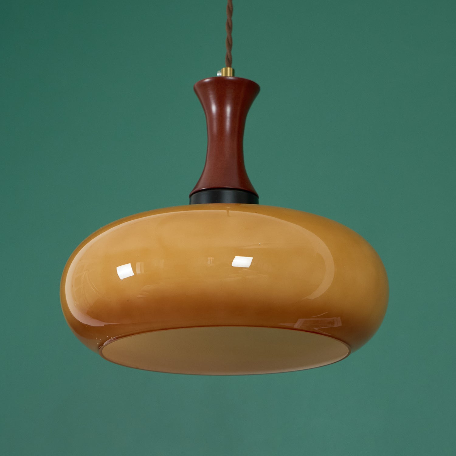 Pendant Light Glass Shade 11 in Dia x 9.4 in H Brown Dining Room Kitchen Island Hanging Lamp Modern Lighting Fixture | Thomler