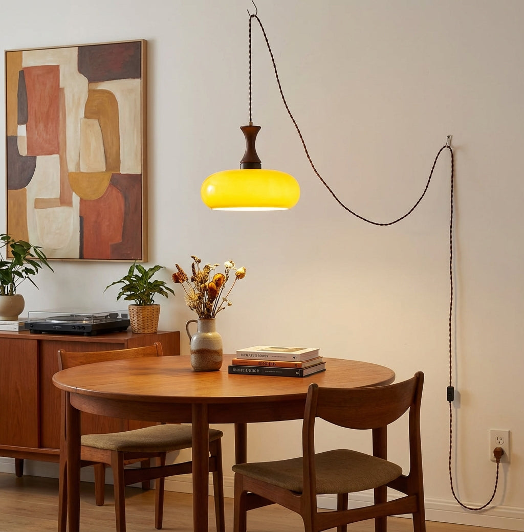 Pendant Light Glass Shade 11 in Dia x 9.4 in H Brown Dining Room Kitchen Island Hanging Lamp Modern Lighting Fixture | Thomler
