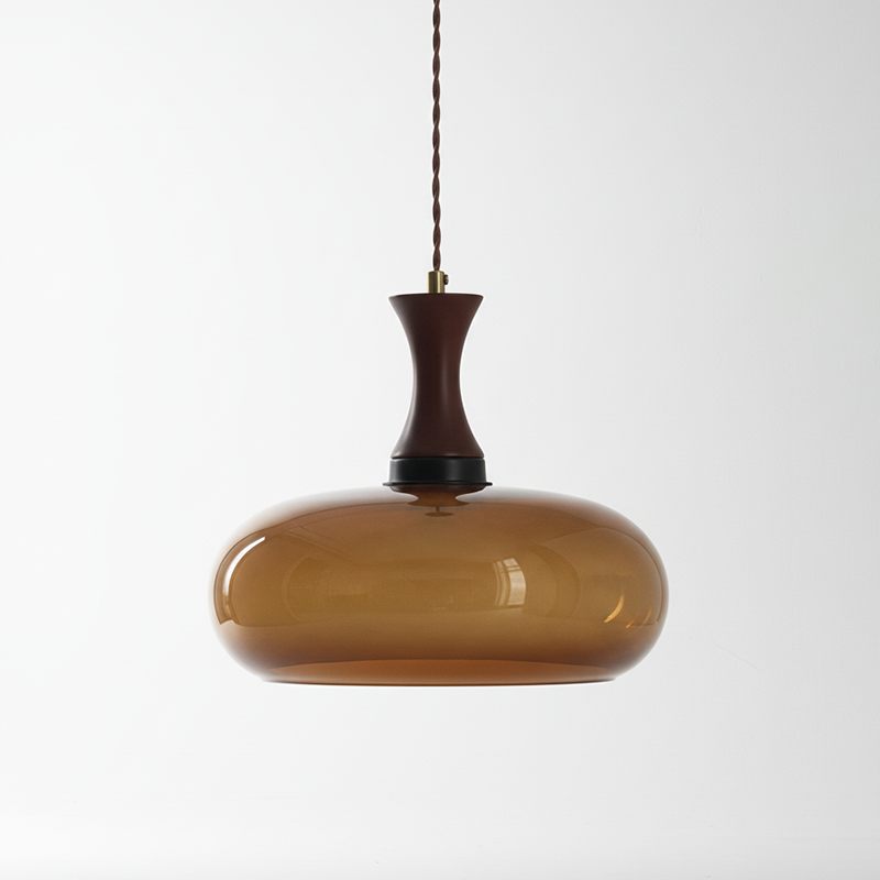 Pendant Light Glass 7 in Brown Dining Room Kitchen Island Ceiling Lamp Adjustable Height | Thomler