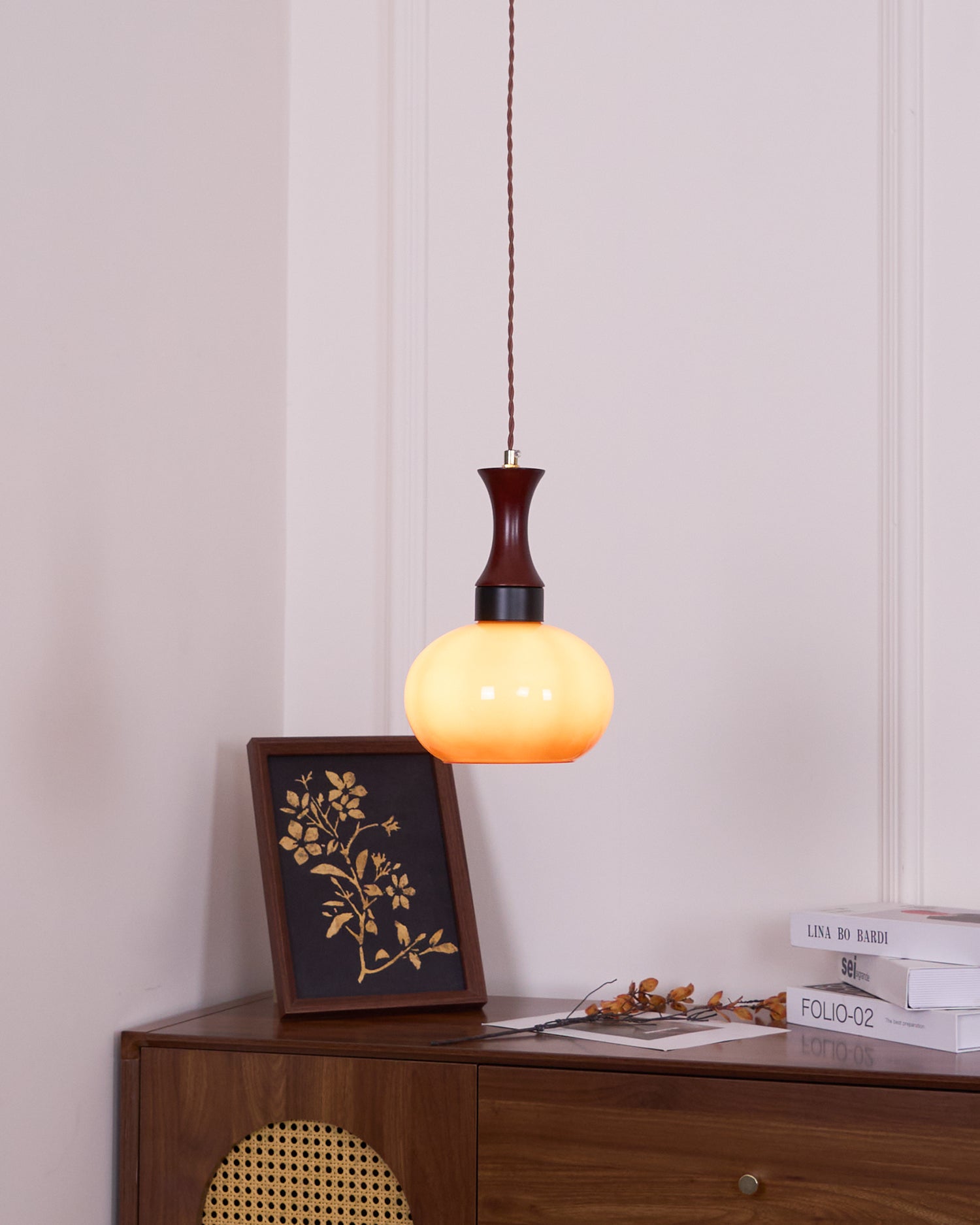Pendant Light Glass 7 in Brown Dining Room Kitchen Island Ceiling Lamp Adjustable Height | Thomler