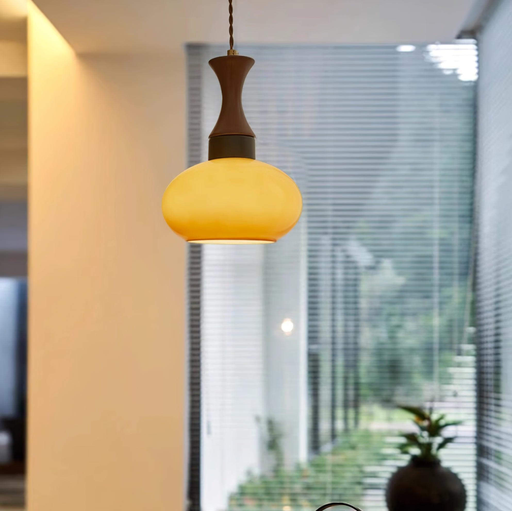 Pendant Light Glass 7 in Brown Dining Room Kitchen Island Ceiling Lamp Adjustable Height | Thomler