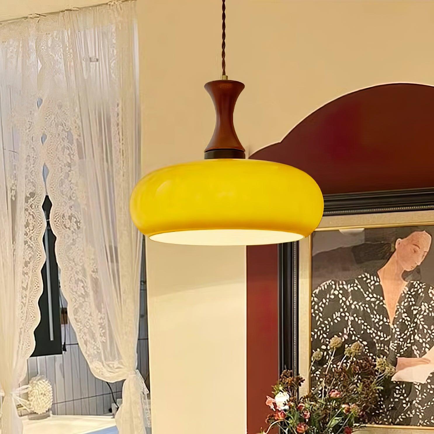 Pendant Light Glass 7 in Brown Dining Room Kitchen Island Ceiling Lamp Adjustable Height | Thomler