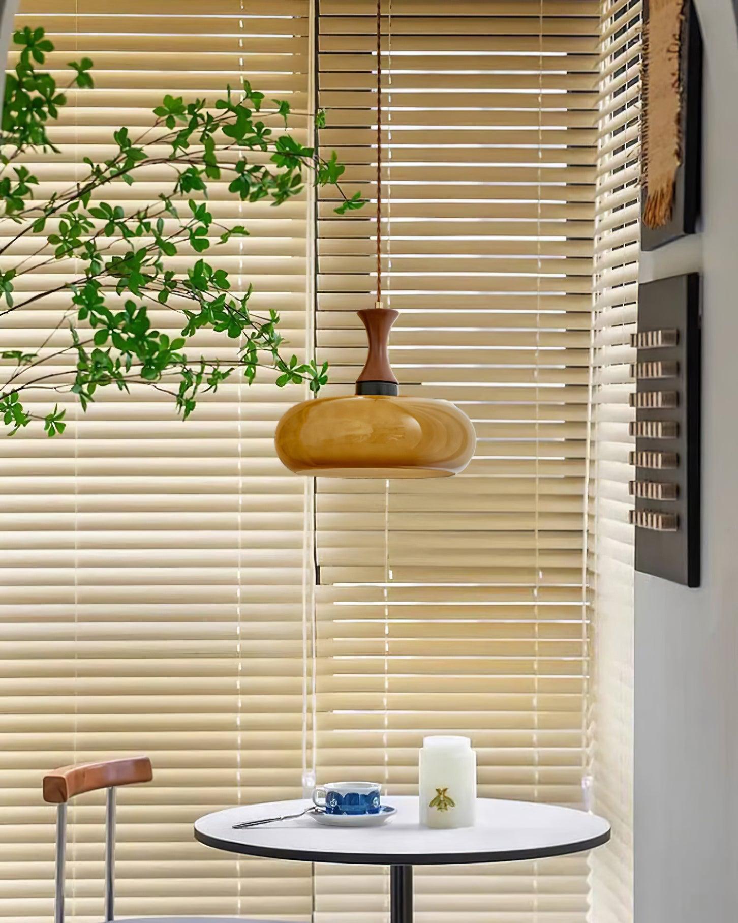 Pendant Light Glass 7 in Brown Dining Room Kitchen Island Ceiling Lamp Adjustable Height | Thomler