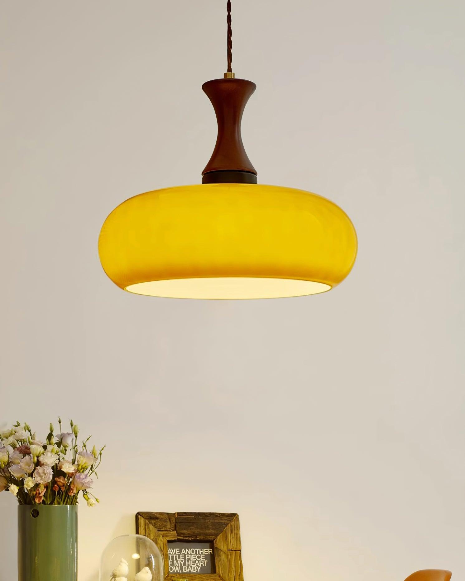 Pendant Light Glass 7 in Brown Dining Room Kitchen Island Ceiling Lamp Adjustable Height | Thomler