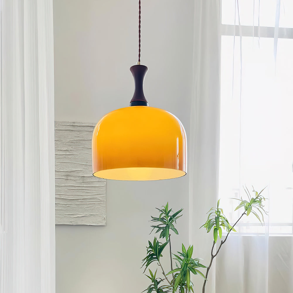 Pendant Light Glass 7 in Brown Dining Room Kitchen Island Ceiling Lamp Adjustable Height | Thomler