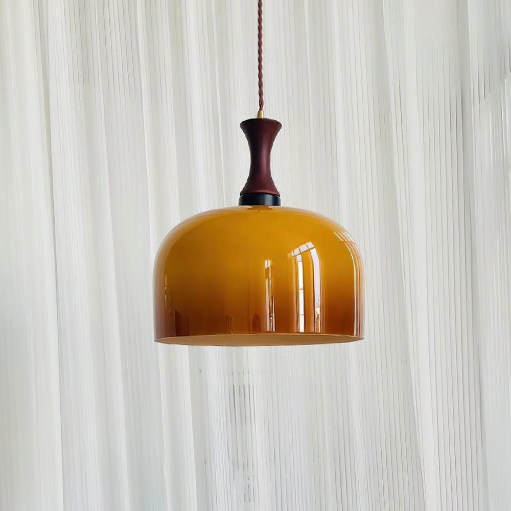 Pendant Light Glass 7 in Brown Dining Room Kitchen Island Ceiling Lamp Adjustable Height | Thomler