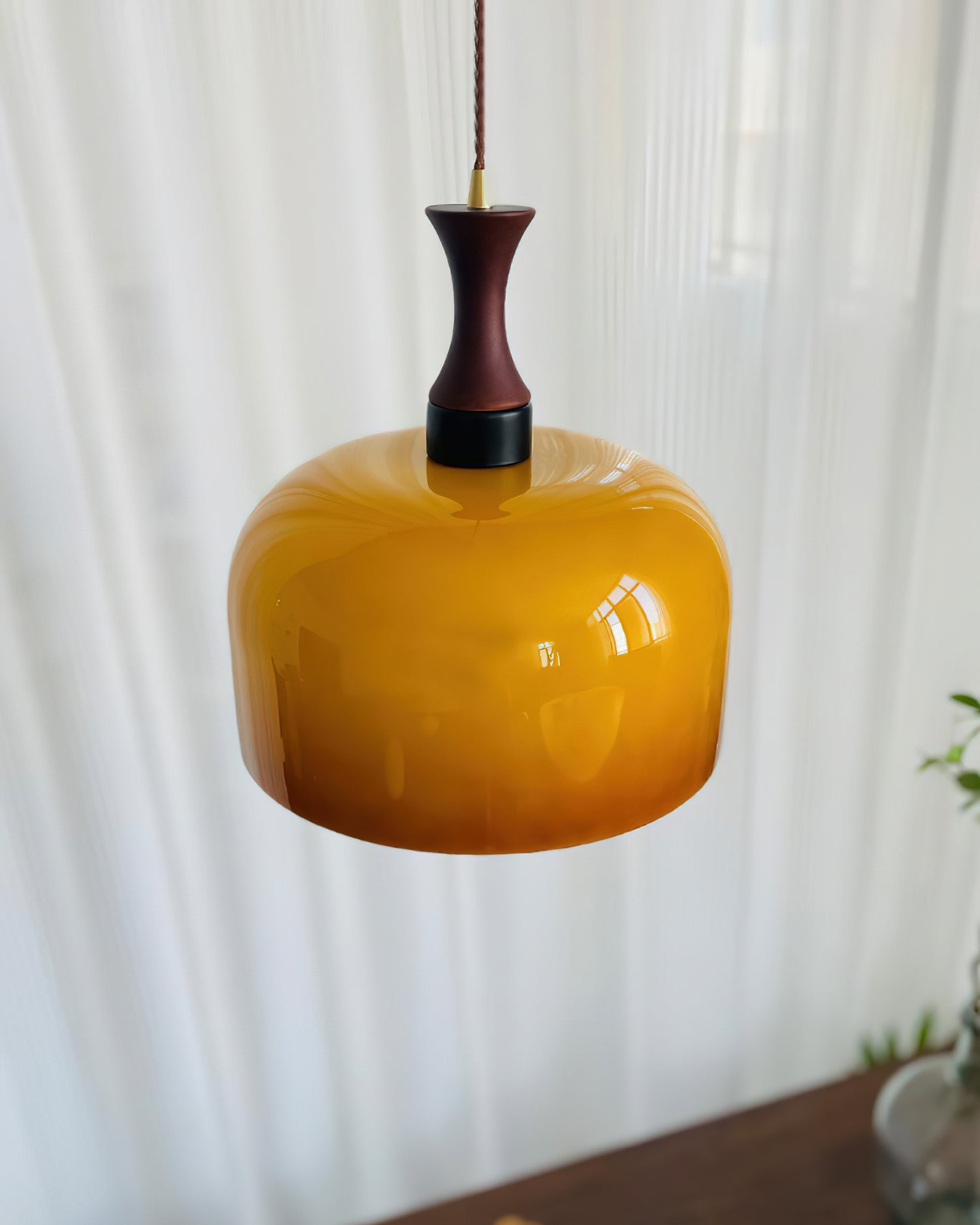 Pendant Light Glass 7 in Brown Dining Room Kitchen Island Ceiling Lamp Adjustable Height | Thomler