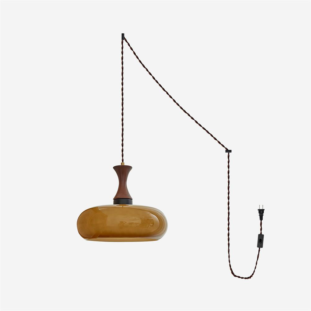 Pendant Light Glass Shade 11 in Dia x 9.4 in H Brown Dining Room Kitchen Island Hanging Lamp Modern Lighting Fixture | Thomler
