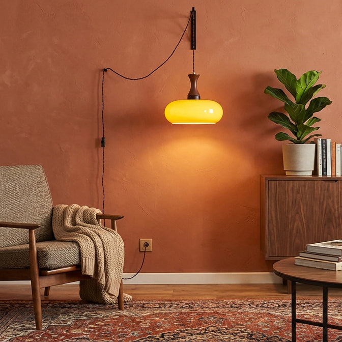 Pendant Light Glass Shade 11 in Dia x 9.4 in H Brown Dining Room Kitchen Island Hanging Lamp Modern Lighting Fixture | Thomler