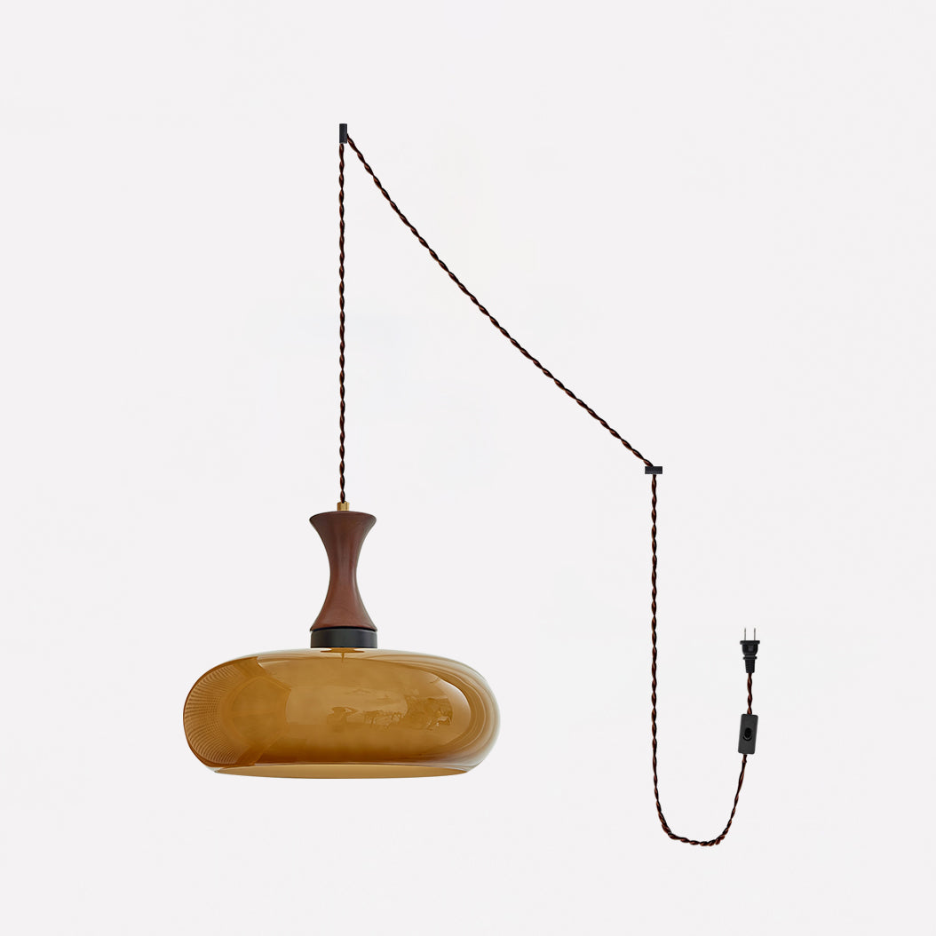 Pendant Light Glass Shade 11 in Dia x 9.4 in H Brown Dining Room Kitchen Island Hanging Lamp Modern Lighting Fixture | Thomler