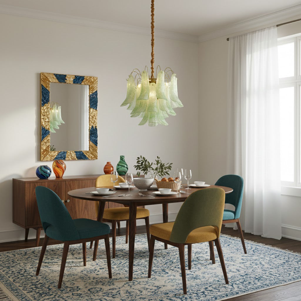 Chandelier Murano Glass 19.7 in Colorful Ceiling Lighting Dining Room Decorative Multi Bulb Hanging Fixture | Thomler