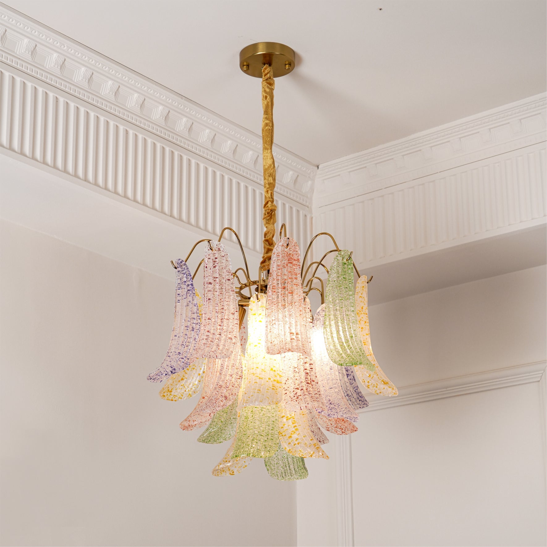 Chandelier Murano Glass 19.7 in Colorful Ceiling Lighting Dining Room Decorative Multi Bulb Hanging Fixture | Thomler