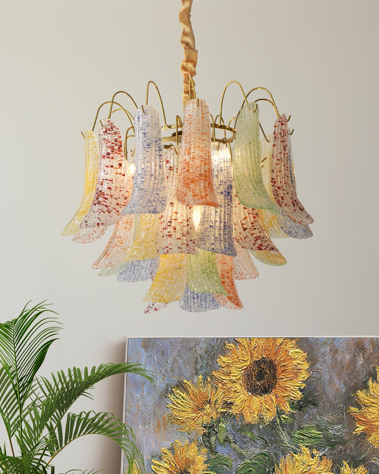 Chandelier Murano Glass 19.7 in Colorful Ceiling Lighting Dining Room Decorative Multi Bulb Hanging Fixture | Thomler