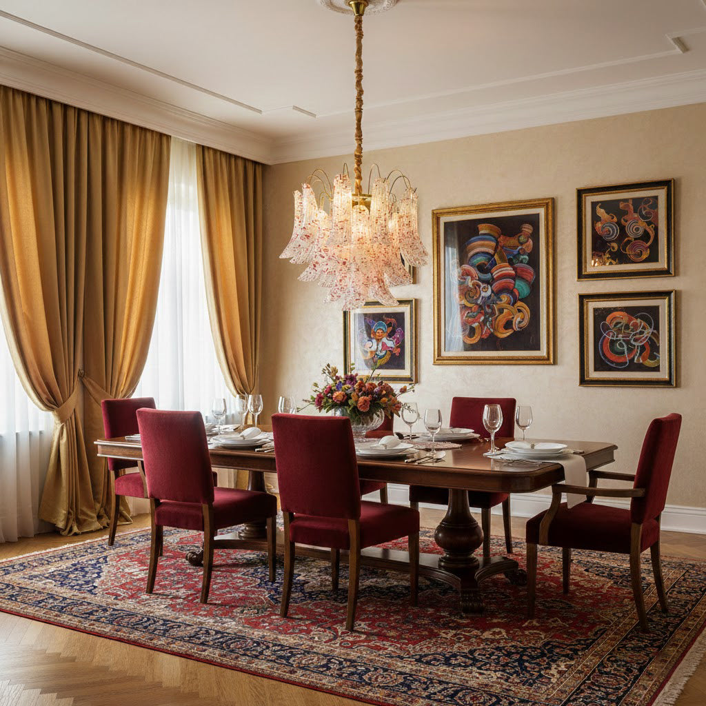 Chandelier Murano Glass 19.7 in Colorful Ceiling Lighting Dining Room Decorative Multi Bulb Hanging Fixture | Thomler