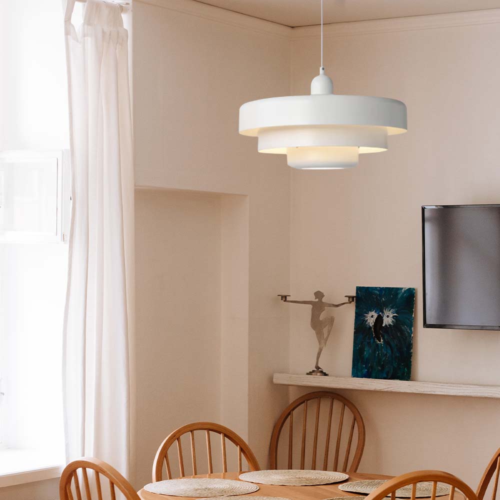 Round Metal Pendant Light 14-Inch Industrial Farmhouse Ceiling Fixture for Kitchen Island Dining Room Bedroom E26 Socket Green Orange | Thomler