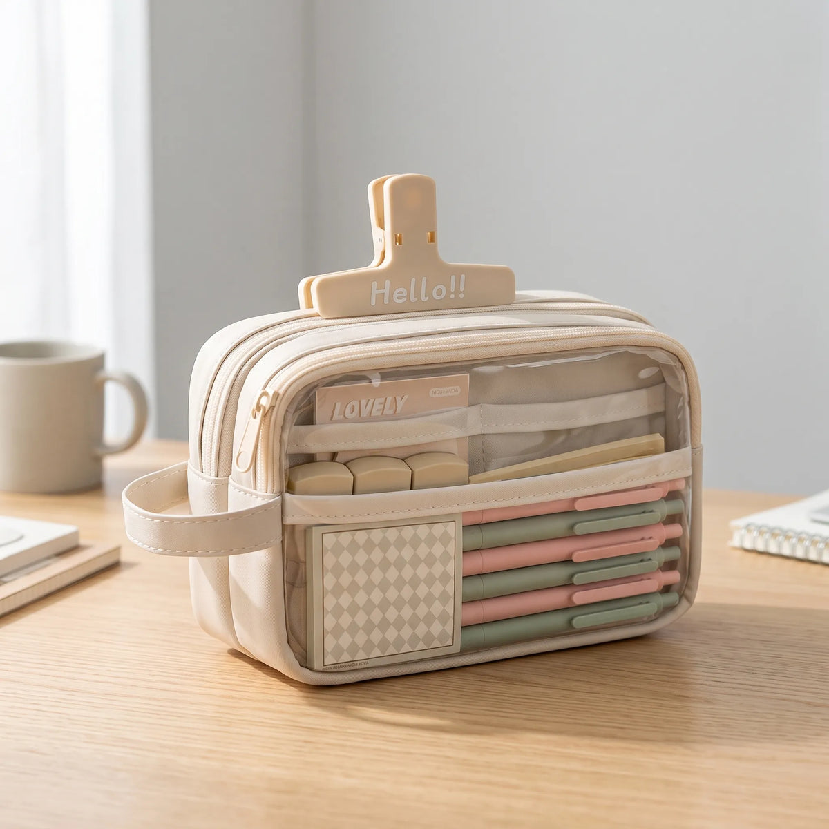 5-Tier Expandable Pencil Organizer with Clear Window & Handle for Desk, Study, and Travel | Thomler