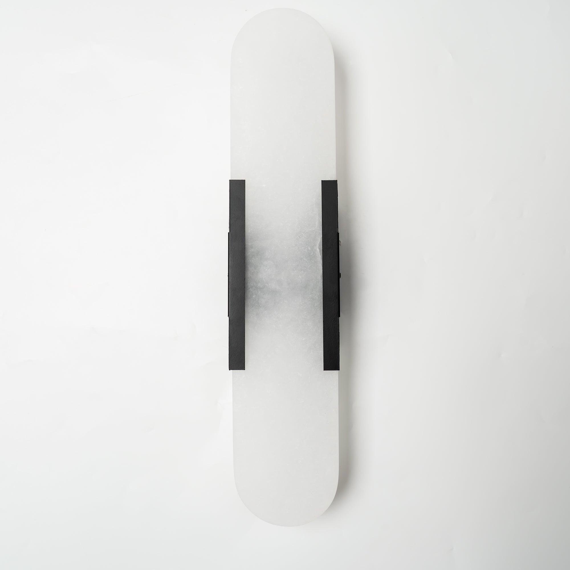 Melange Elongated Alabaster Wall Lamp 13.8 in White Brass Indoor Lighting Decorative Modern Sconce | Thomler