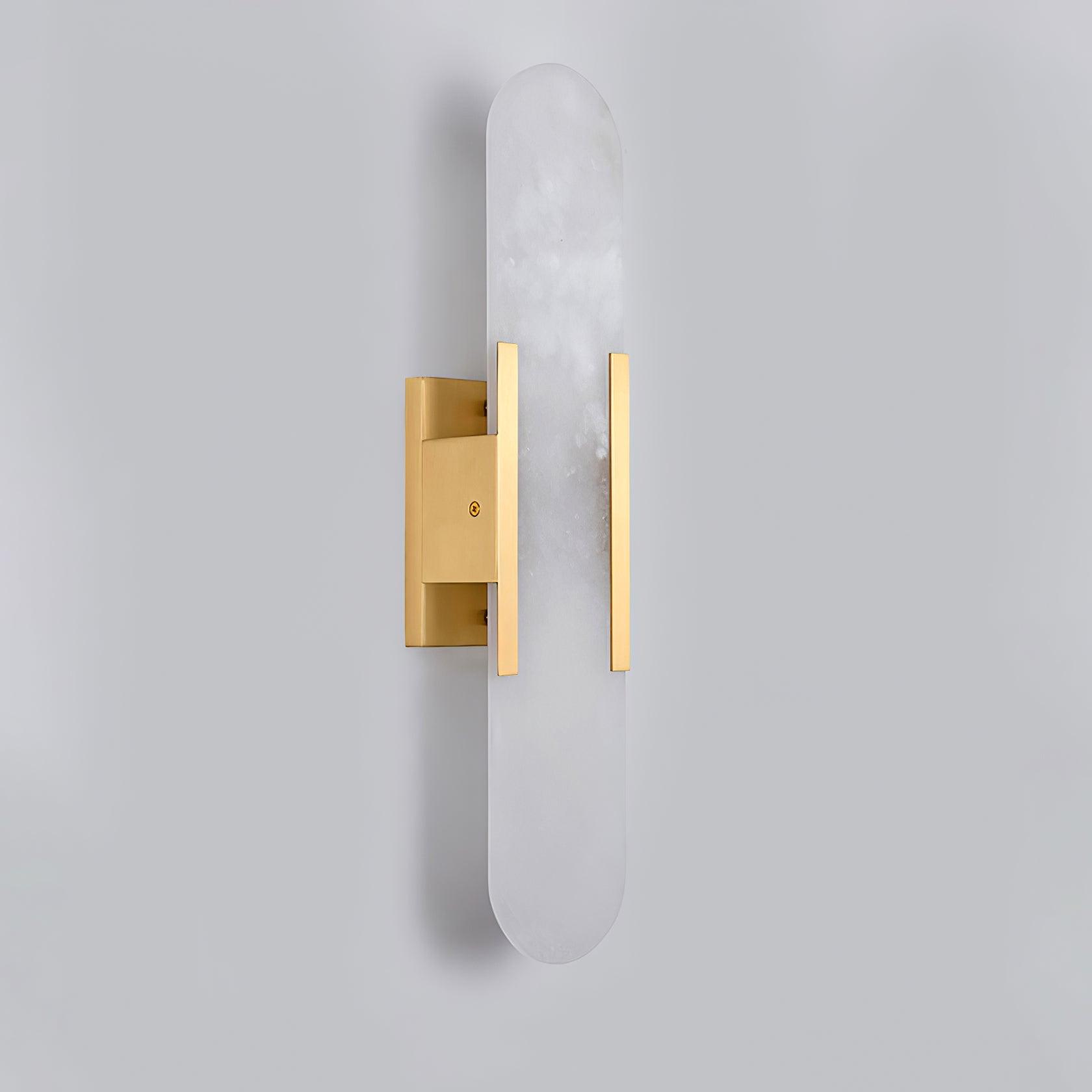 Melange Elongated Alabaster Wall Lamp 13.8 in White Brass Indoor Lighting Decorative Modern Sconce | Thomler