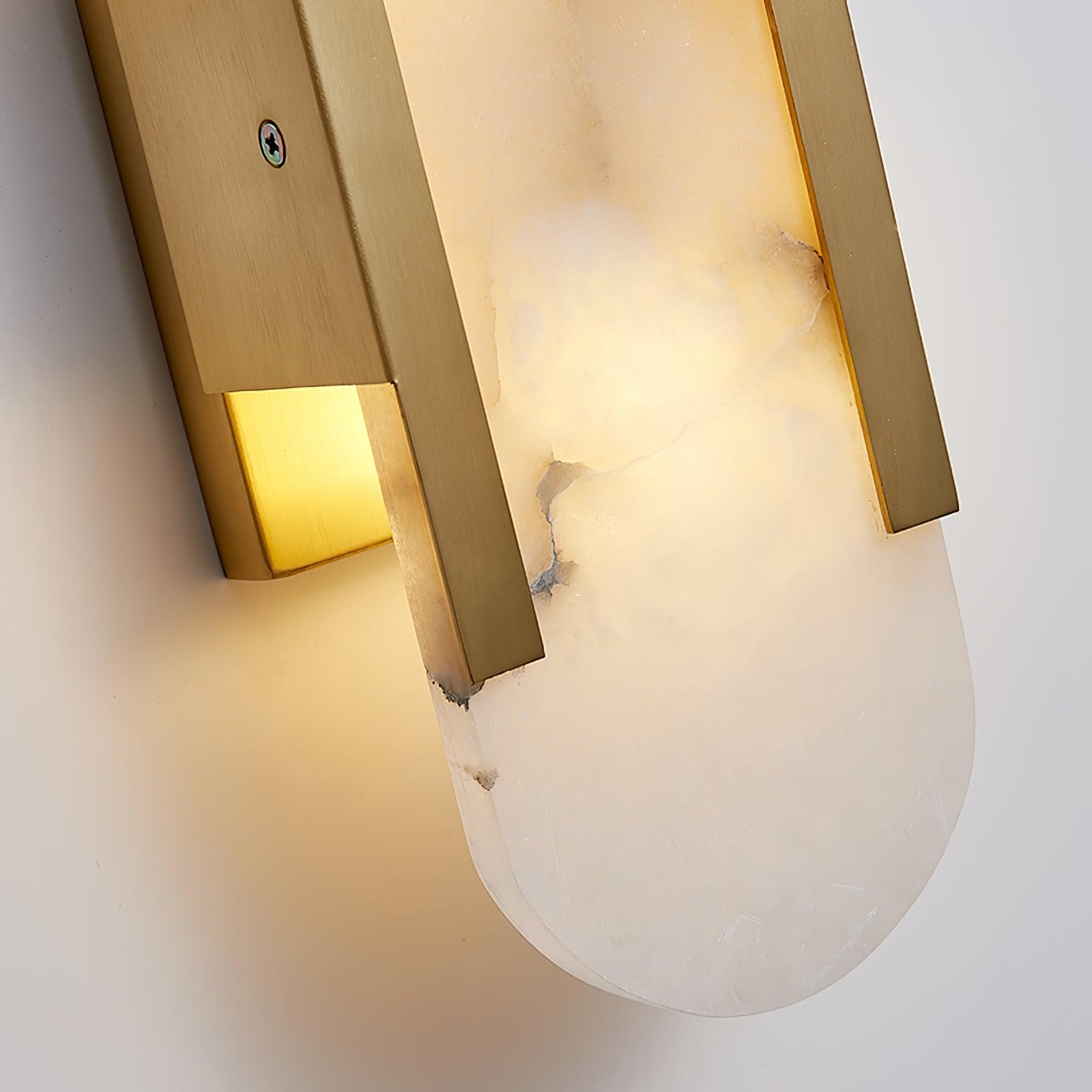 Melange Elongated Alabaster Wall Lamp 13.8 in White Brass Indoor Lighting Decorative Modern Sconce | Thomler