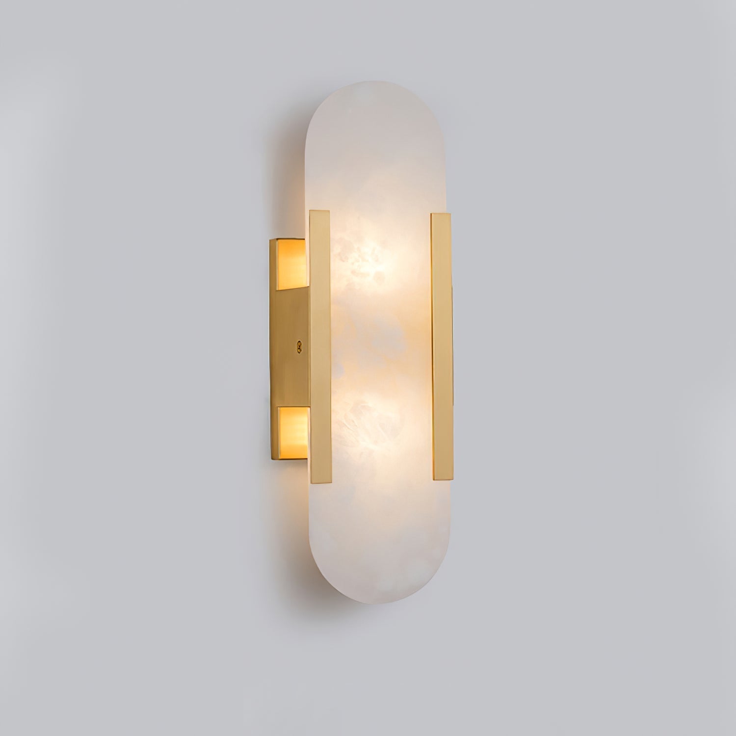 Melange Elongated Alabaster Wall Lamp 13.8 in White Brass Indoor Lighting Decorative Modern Sconce | Thomler