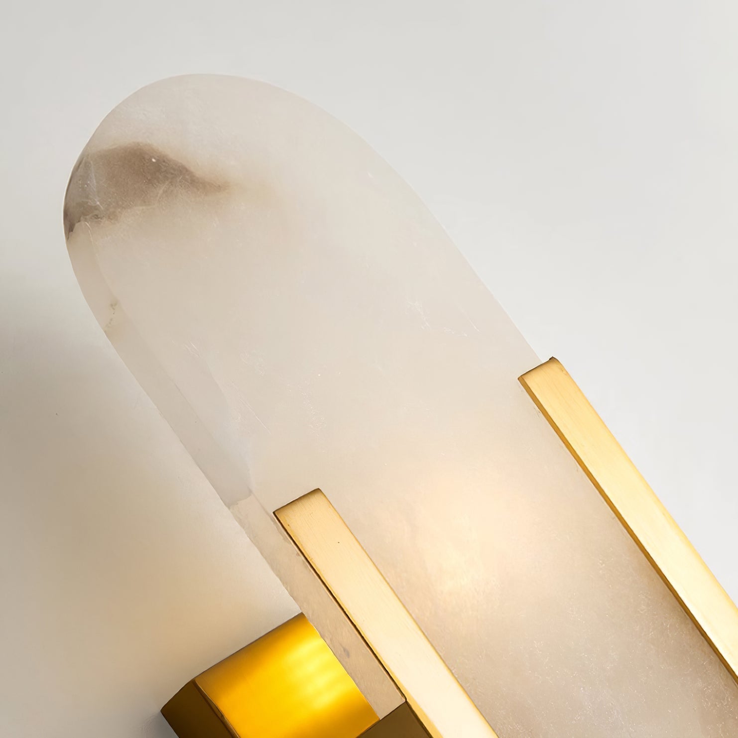 Melange Elongated Alabaster Wall Lamp 13.8 in White Brass Indoor Lighting Decorative Modern Sconce | Thomler