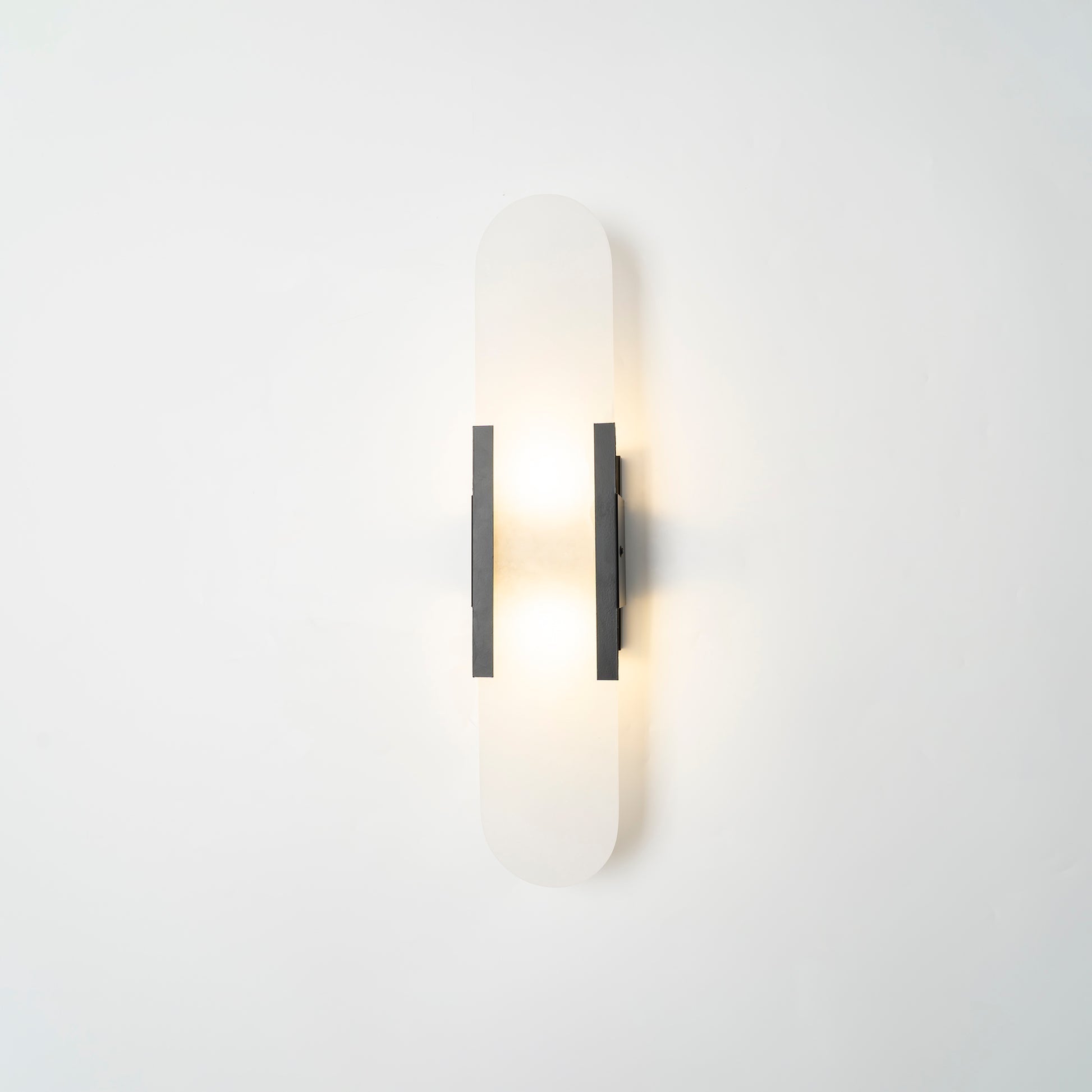 Melange Elongated Alabaster Wall Lamp 13.8 in White Brass Indoor Lighting Decorative Modern Sconce | Thomler