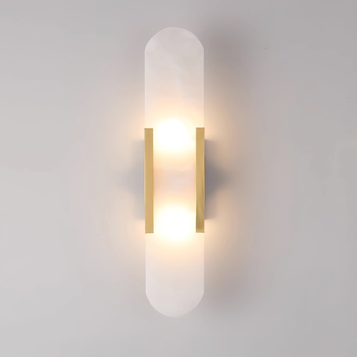 Melange Elongated Alabaster Wall Lamp 13.8 in White Brass Indoor Lighting Decorative Modern Sconce | Thomler
