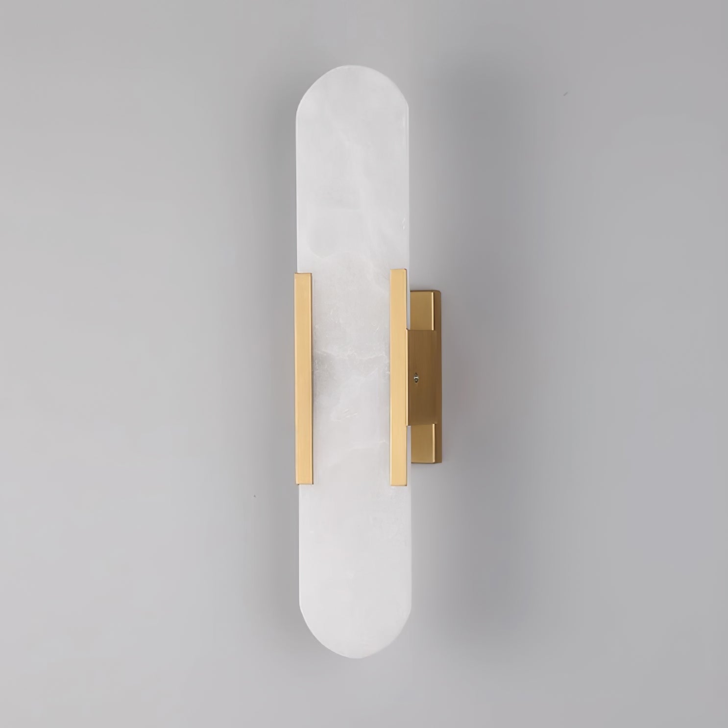 Melange Elongated Alabaster Wall Lamp 13.8 in White Brass Indoor Lighting Decorative Modern Sconce | Thomler