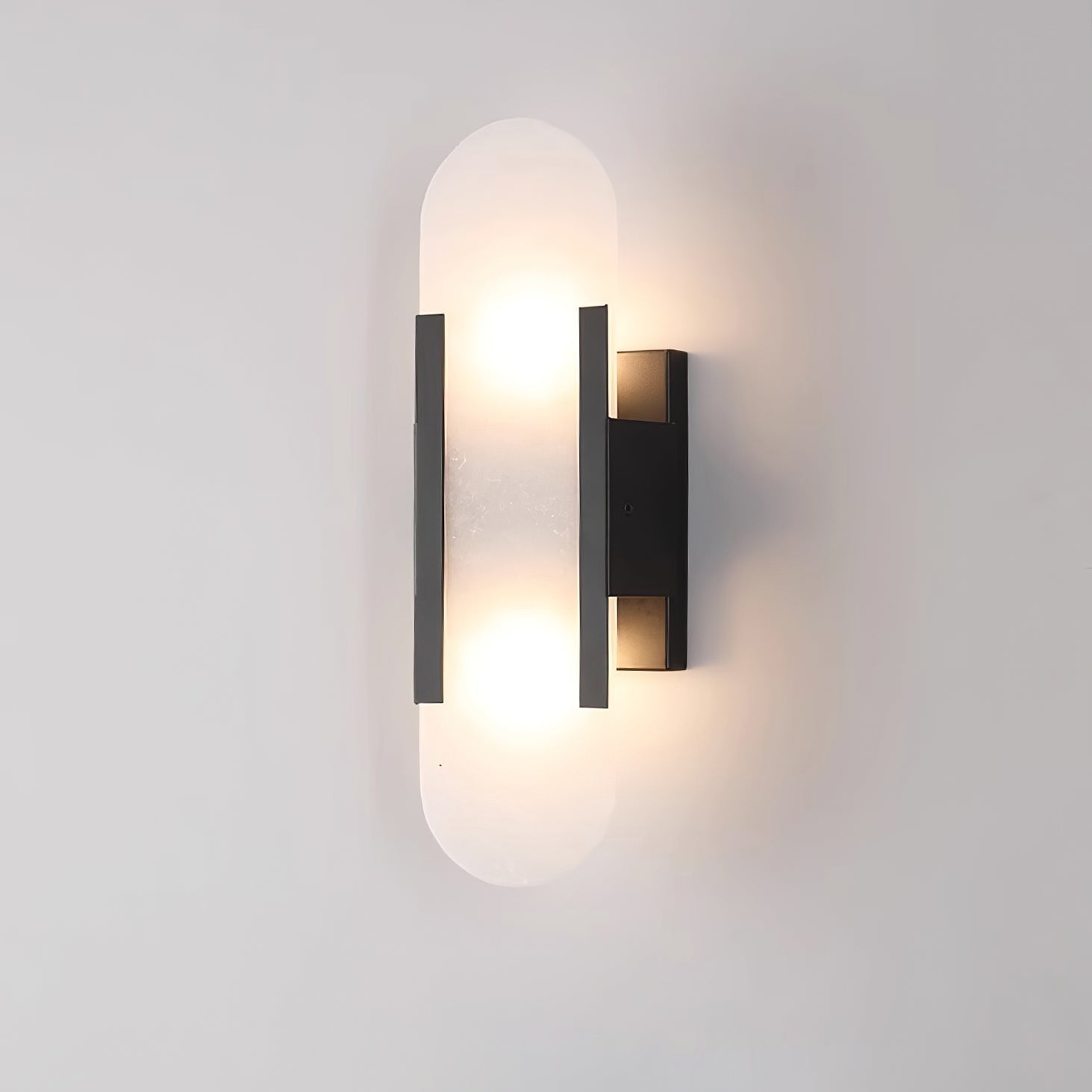 Melange Elongated Alabaster Wall Lamp 13.8 in White Brass Indoor Lighting Decorative Modern Sconce | Thomler