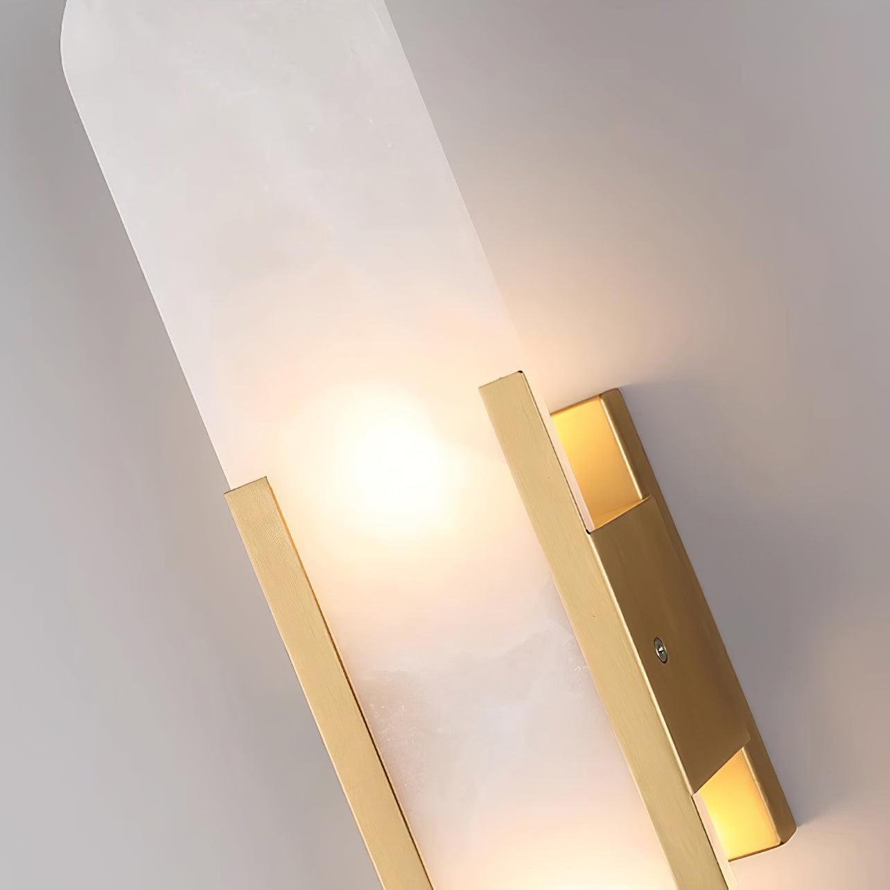 Melange Elongated Alabaster Wall Lamp 13.8 in White Brass Indoor Lighting Decorative Modern Sconce | Thomler