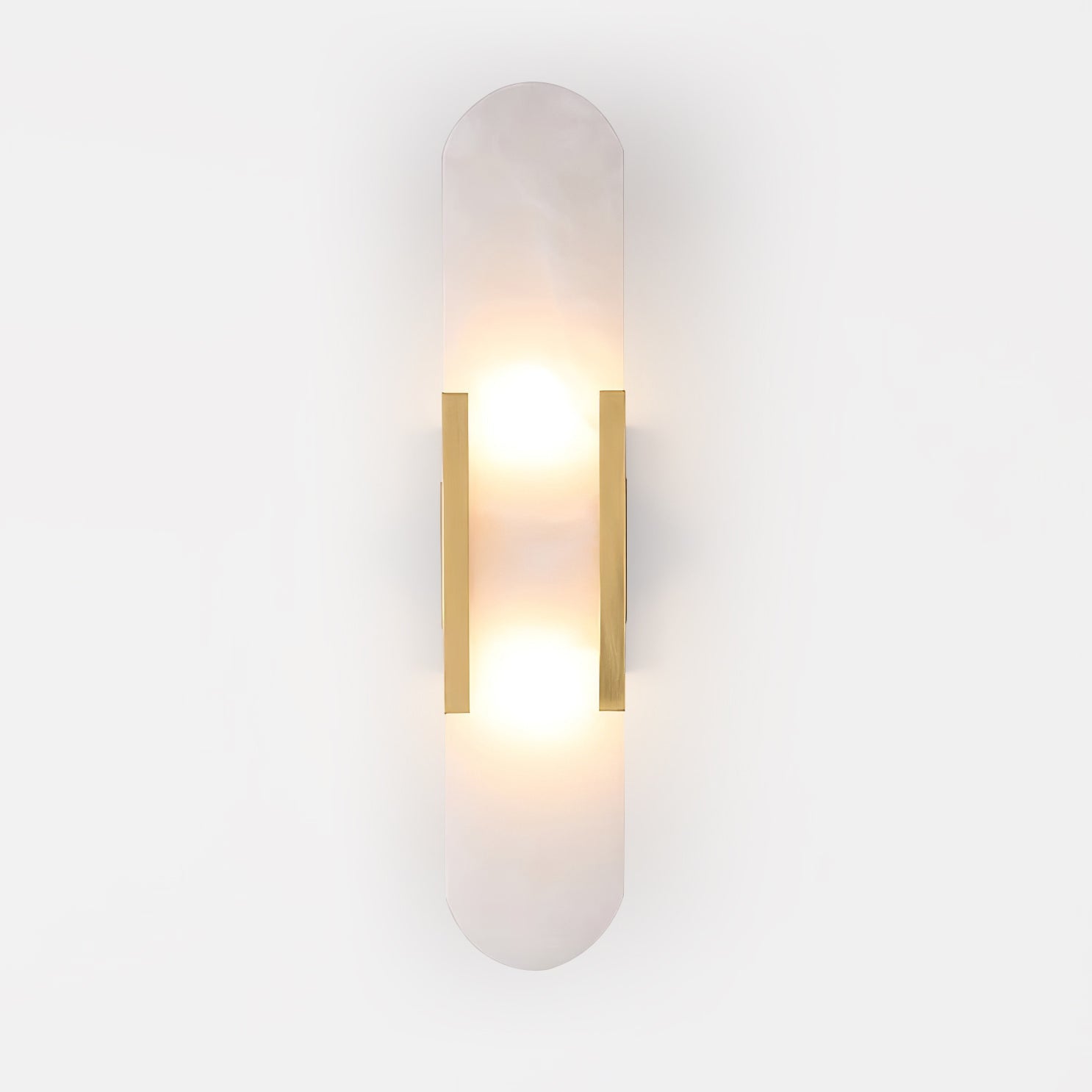 Melange Elongated Alabaster Wall Lamp 13.8 in White Brass Indoor Lighting Decorative Modern Sconce | Thomler
