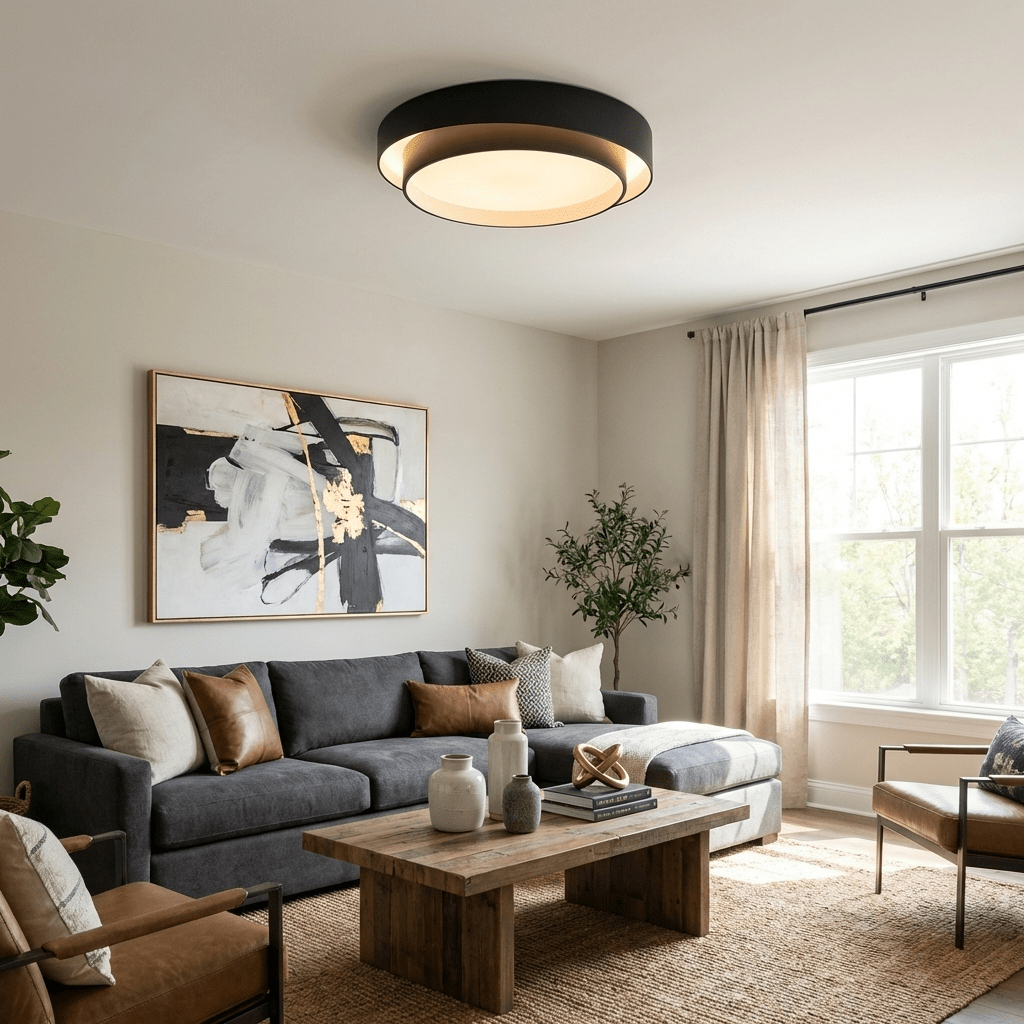Ceiling Light Metal Integrated LED 40.0 cm White Modern Living Room Bedroom Flush Mount Lamp | Thomler