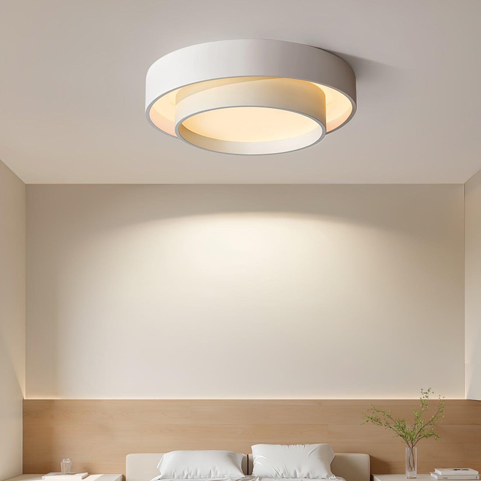 Modern Layered Drum Flush Mount Ceiling Light with Integrated LED for Living Room & Bedroom | Thomler