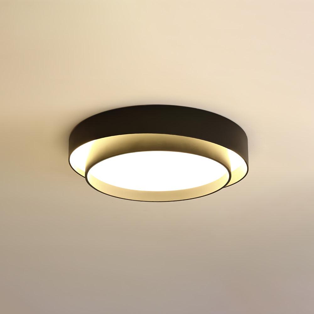 Modern Layered Drum Flush Mount Ceiling Light with Integrated LED for Living Room & Bedroom | Thomler