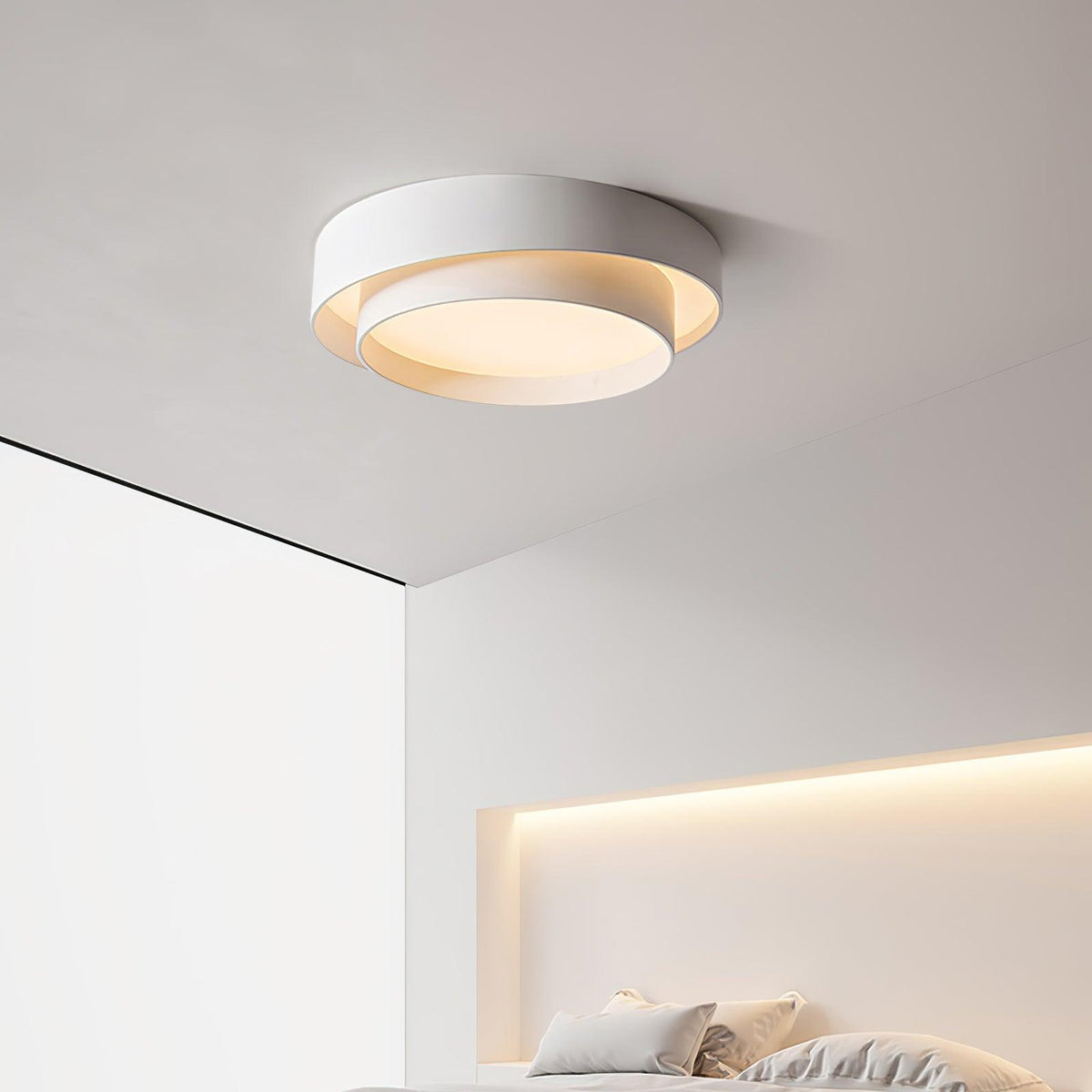 Modern Layered Drum Flush Mount Ceiling Light with Integrated LED for Living Room & Bedroom | Thomler