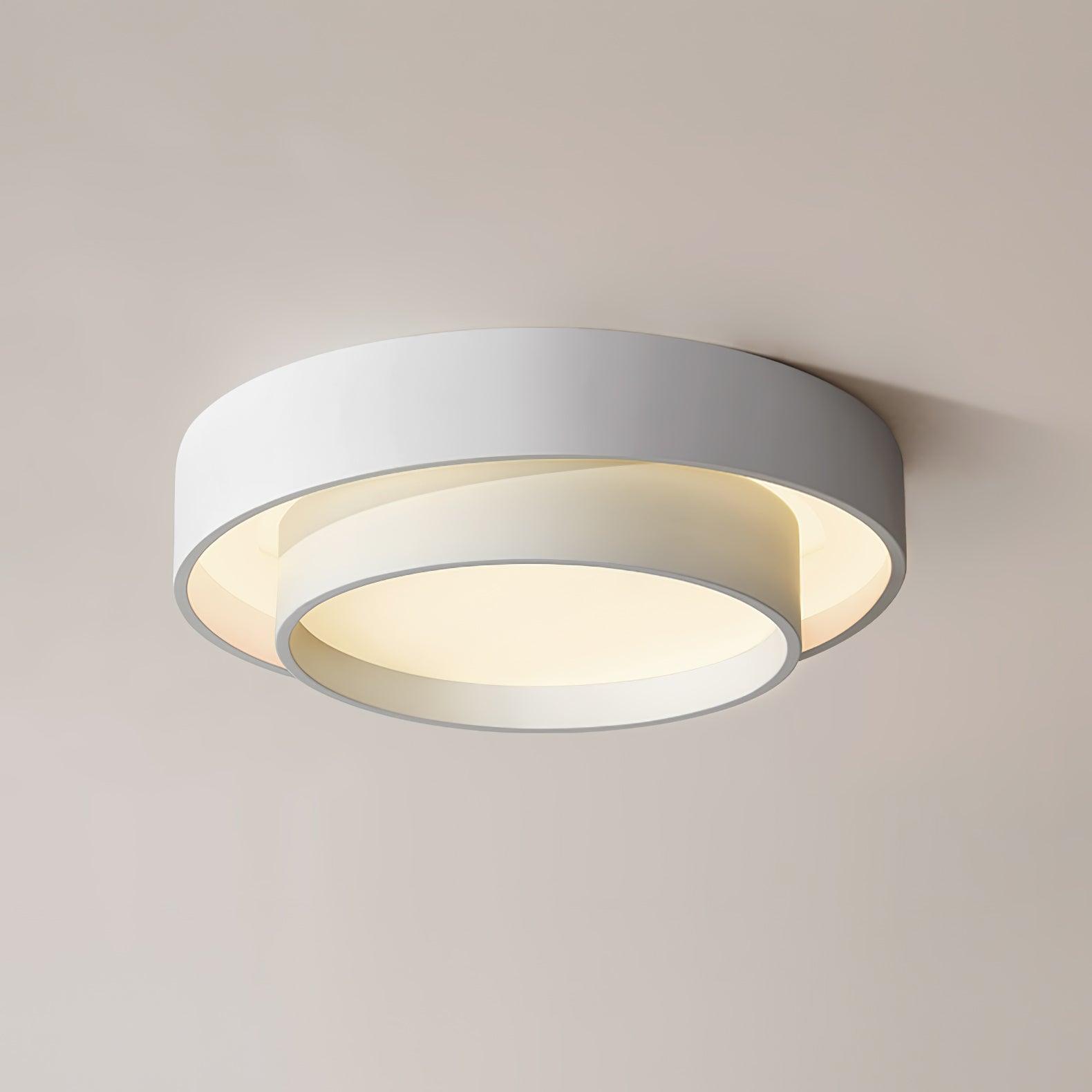 Modern Layered Drum Flush Mount Ceiling Light with Integrated LED for Living Room & Bedroom | Thomler