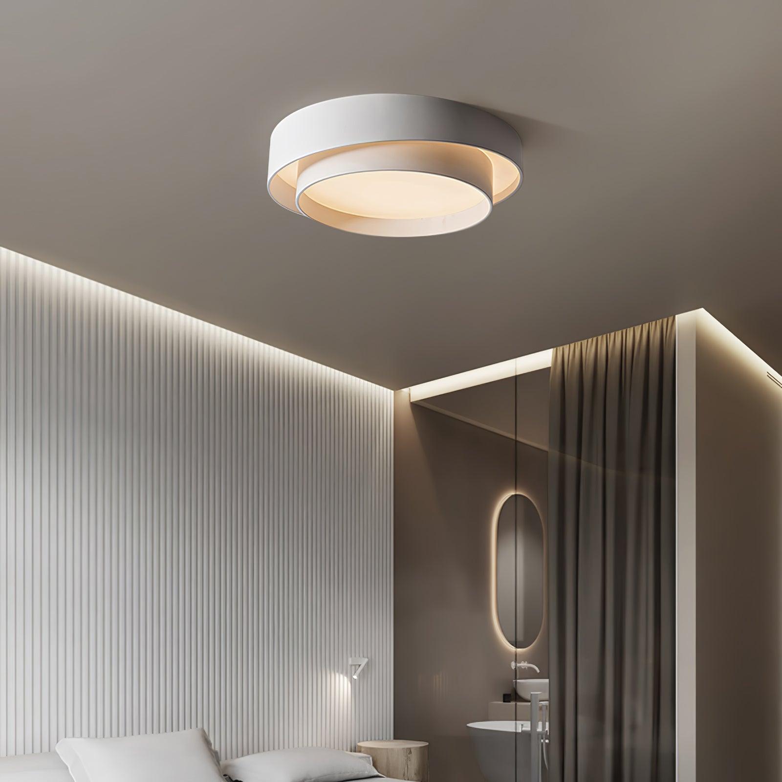 Modern Layered Drum Flush Mount Ceiling Light with Integrated LED for Living Room & Bedroom | Thomler
