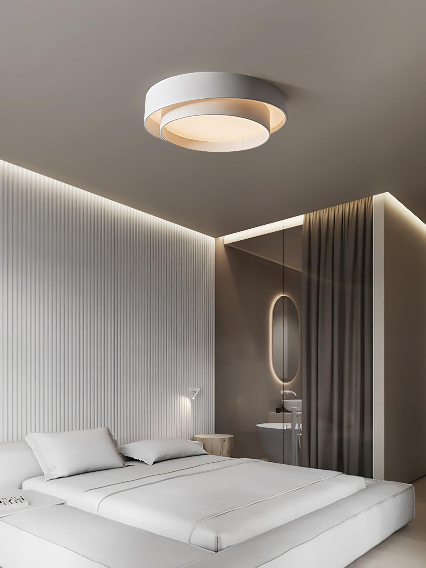 Modern Layered Drum Flush Mount Ceiling Light with Integrated LED for Living Room & Bedroom | Thomler