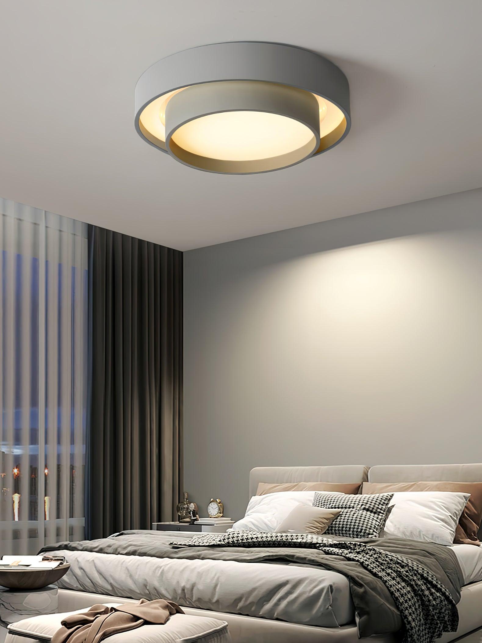 Modern Layered Drum Flush Mount Ceiling Light with Integrated LED for Living Room & Bedroom | Thomler
