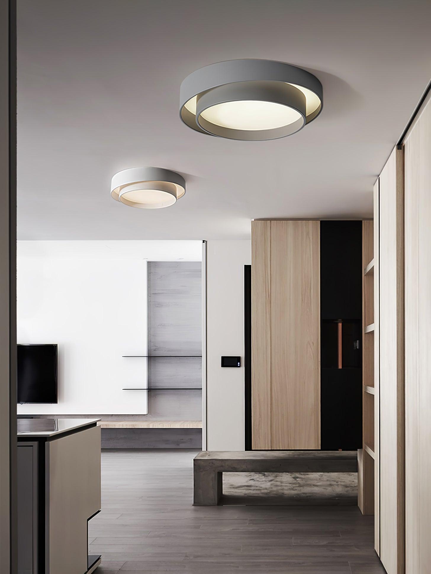 Modern Layered Drum Flush Mount Ceiling Light with Integrated LED for Living Room & Bedroom | Thomler