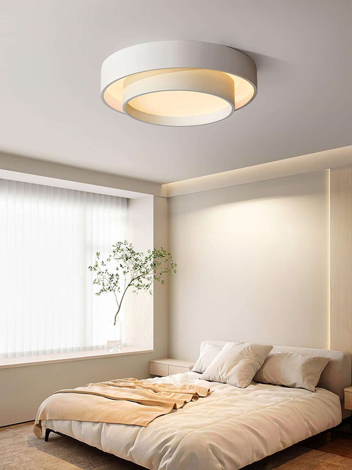 Modern Layered Drum Flush Mount Ceiling Light with Integrated LED for Living Room & Bedroom | Thomler
