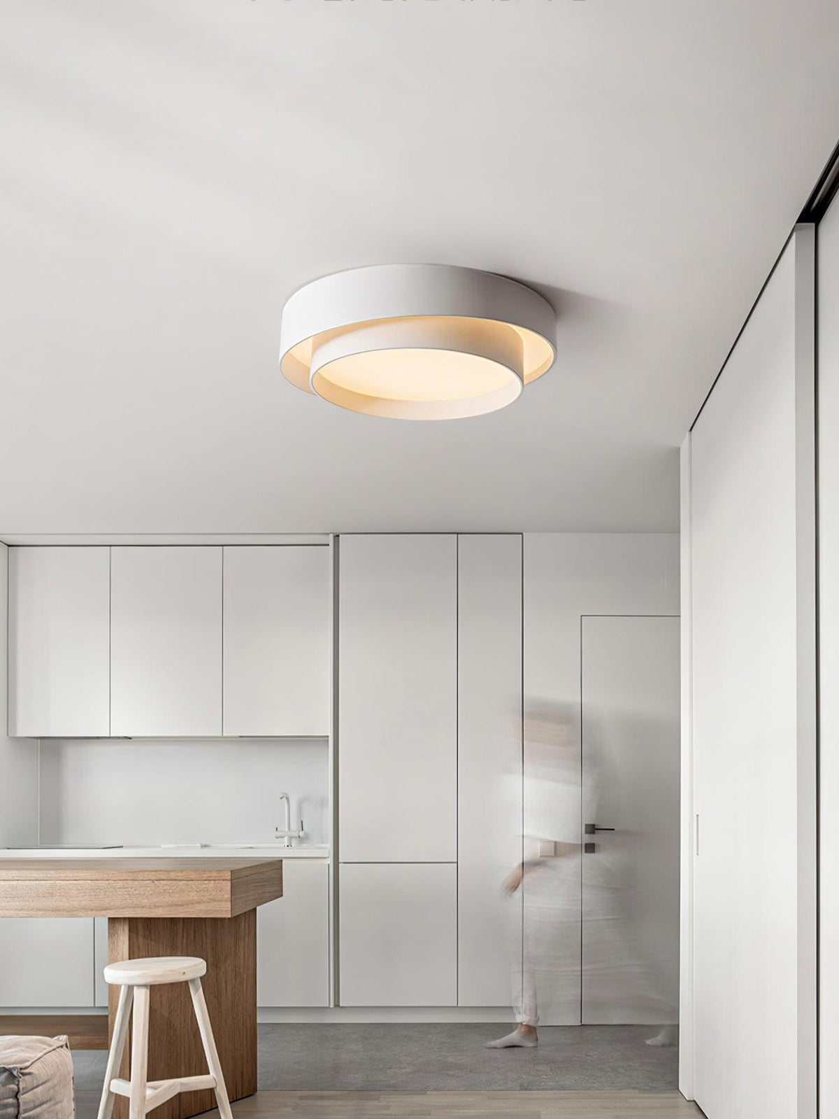 Modern Layered Drum Flush Mount Ceiling Light with Integrated LED for Living Room & Bedroom | Thomler