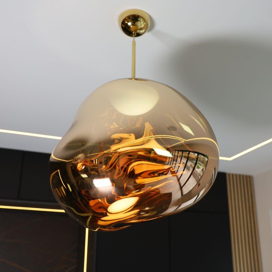 Pendant Lamp Metal 11 in Adjustable Ceiling Light Silver Gold Rose Gold Smoky Gray | Thomler