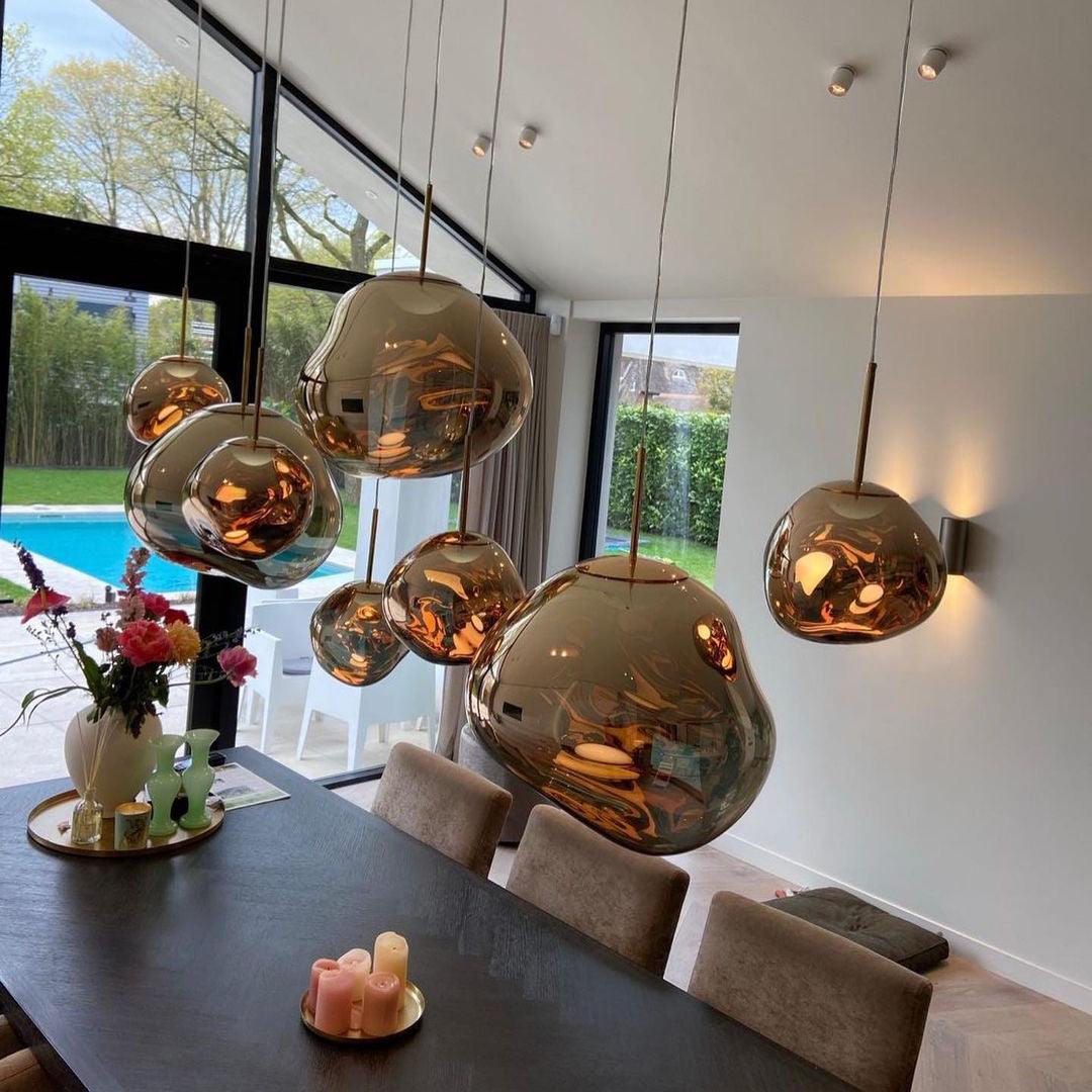 Pendant Lamp Metal 11 in Adjustable Ceiling Light Silver Gold Rose Gold Smoky Gray | Thomler