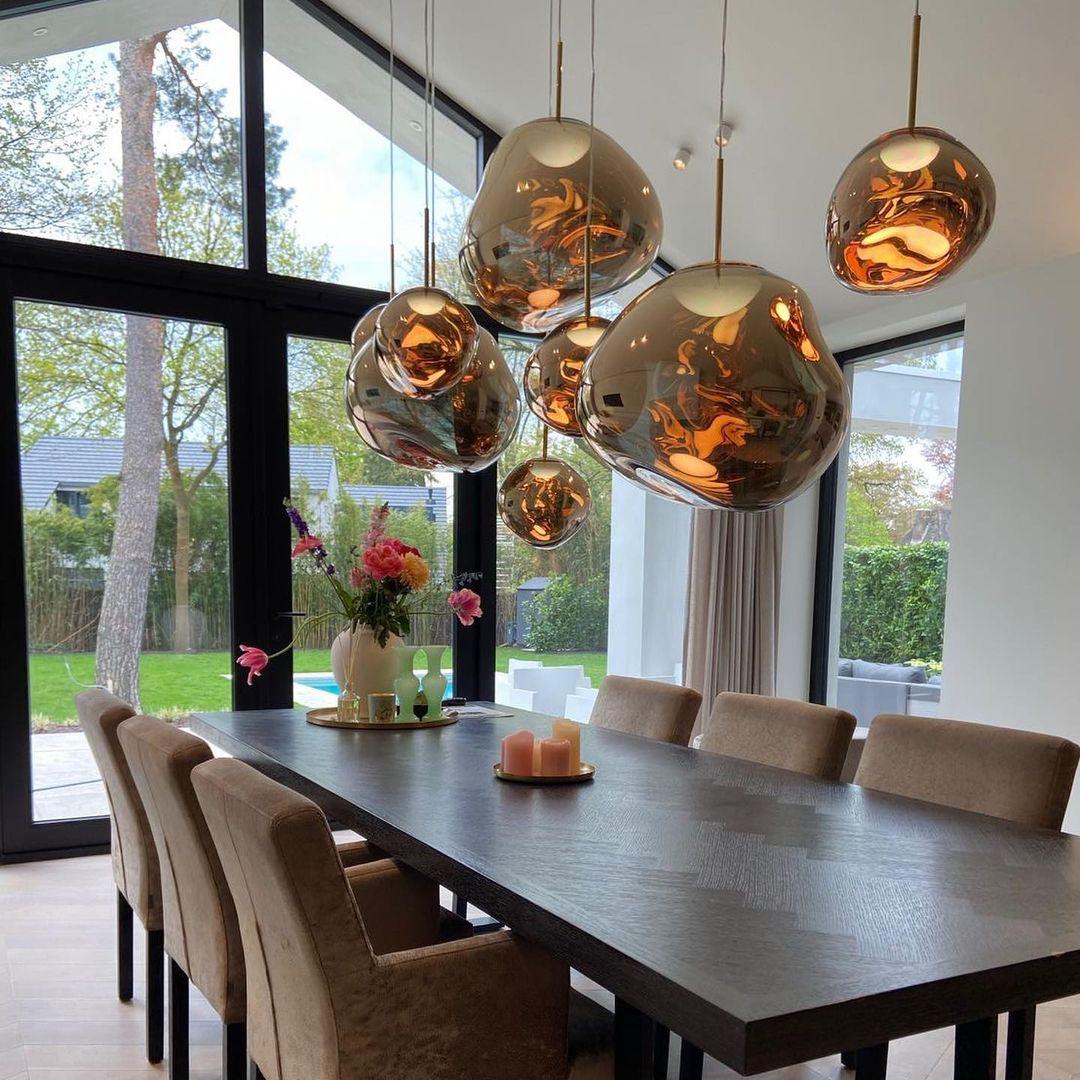Pendant Lamp Metal 11 in Adjustable Ceiling Light Silver Gold Rose Gold Smoky Gray | Thomler
